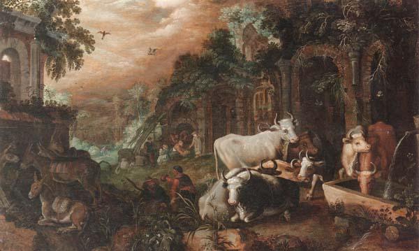 Roelant Savery Herders resting and watering their animals by a set of ruins China oil painting art